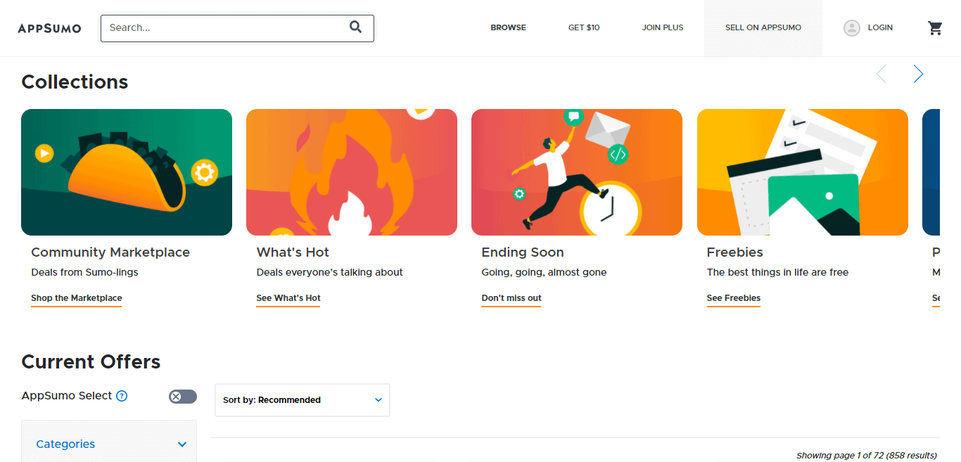 screenshot of appsumo-marketplace